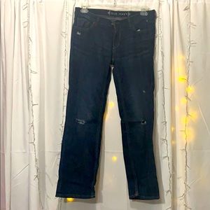 Wide leg distressed jeans